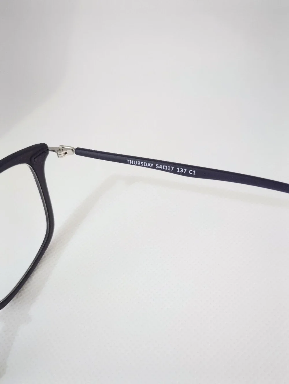 Thursday. Dark Navy Rectangular Eyeglass Frames. Rounded Edges